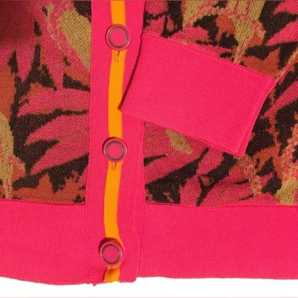 J. Crew Pink Orange V-Neck Boyfriend Oversized Cardigan - Large - Picture 4 of 6